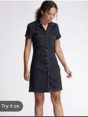 Eve Denim Carlotta Mini Button-Front Tailored Dress in Black Wash Women’s XS